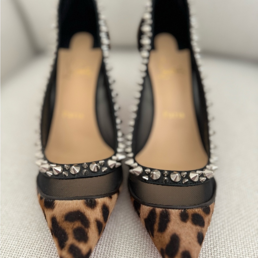 Christian Louboutin Brown and Black Heels with Rhinestones